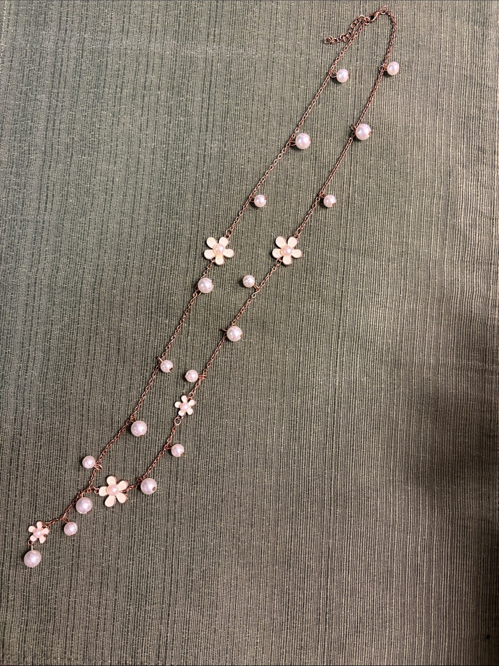 Delicate Gold Flower Necklace with Pearl Accents